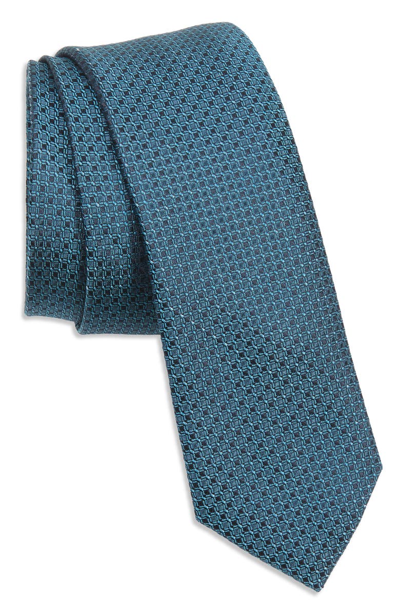 Ted Baker London Alternating Neat Silk Skinny Tie, Main, color, Teal