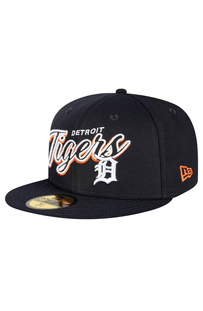 New Era Men's New Era Navy Detroit Tigers Script Sided 59FIFTY Fitted Hat, Alternate, color, 