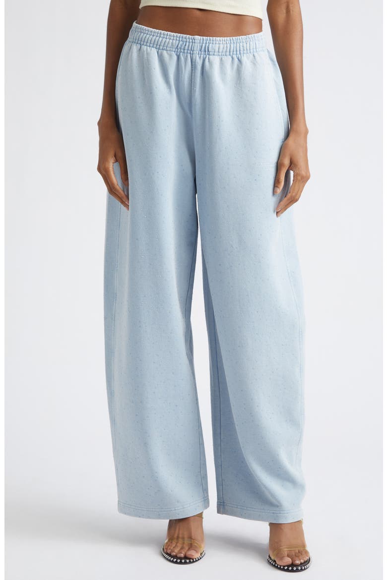 Crystal Embellished Relaxed Fit Cotton Sweatpants, Main, color, WASHED SKY