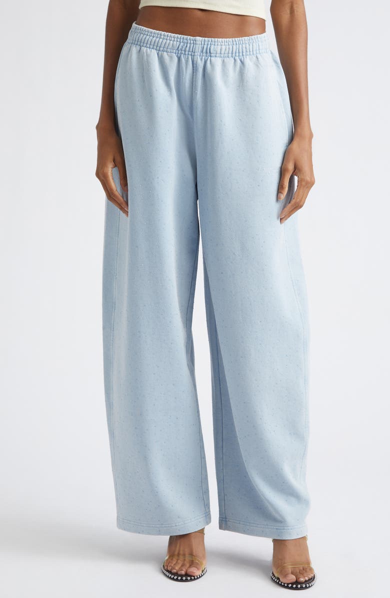 Alexander Wang Crystal Embellished Relaxed Fit Cotton Sweatpants, Main, color, Washed Sky