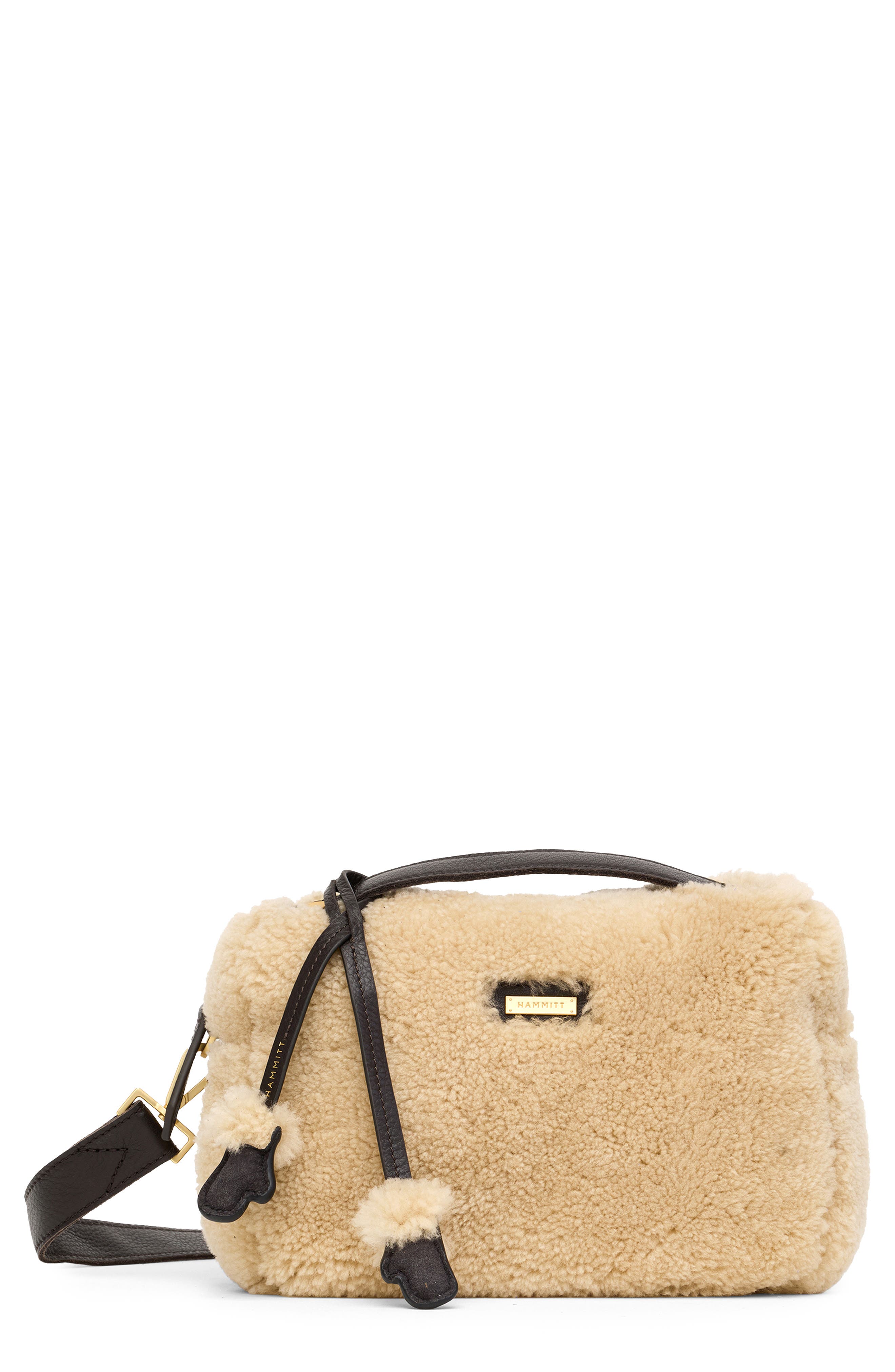 HAMMITT Small Evan Genuine Shearling Crossbody Bag, Main, color, Sundance Shearling/Gold