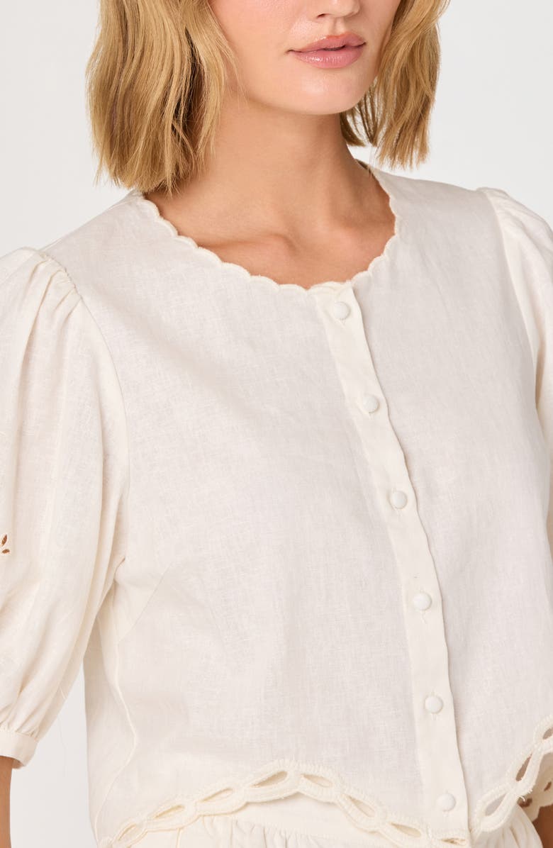 ASTR the Label Joellyn Embroidered Linen & Cotton Top, Alternate, color, White