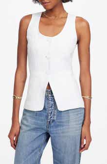 Madewell Linen Scoop Neck Cutaway Vest
