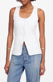 Madewell Linen Scoop Neck Cutaway Vest