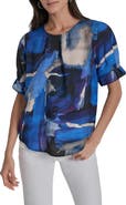 DKNY Abstract Zebra Print Voile Top