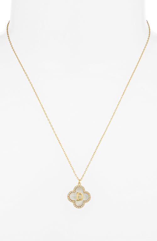Argento Vivo Sterling Silver Clover Mother-of-pearl Initial Pendant Necklace In Gold