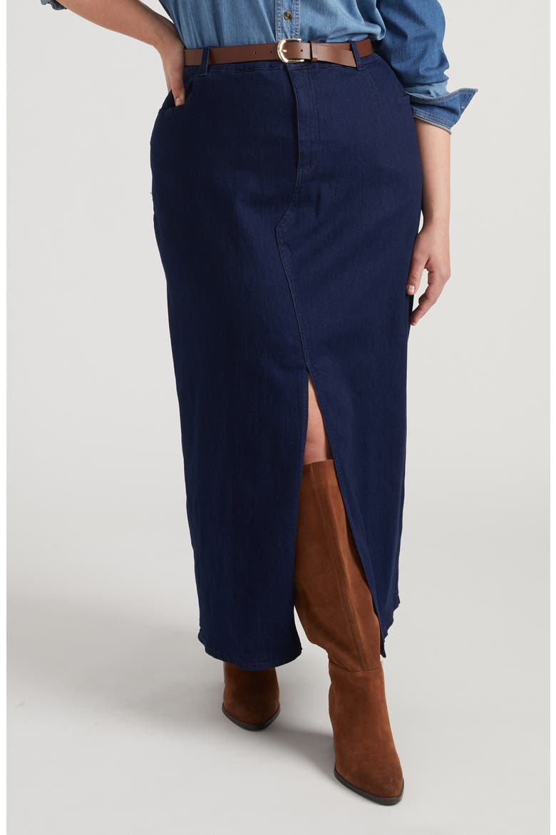 Denim Maxi Skirt, Main, color, DARK INDIGO