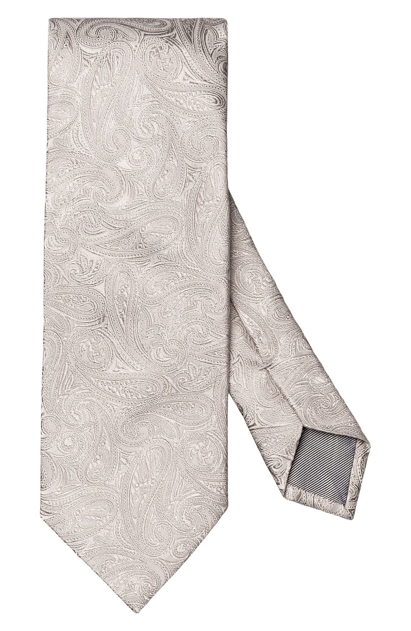 Eton Silver Paisley Silk Jacquard Tie