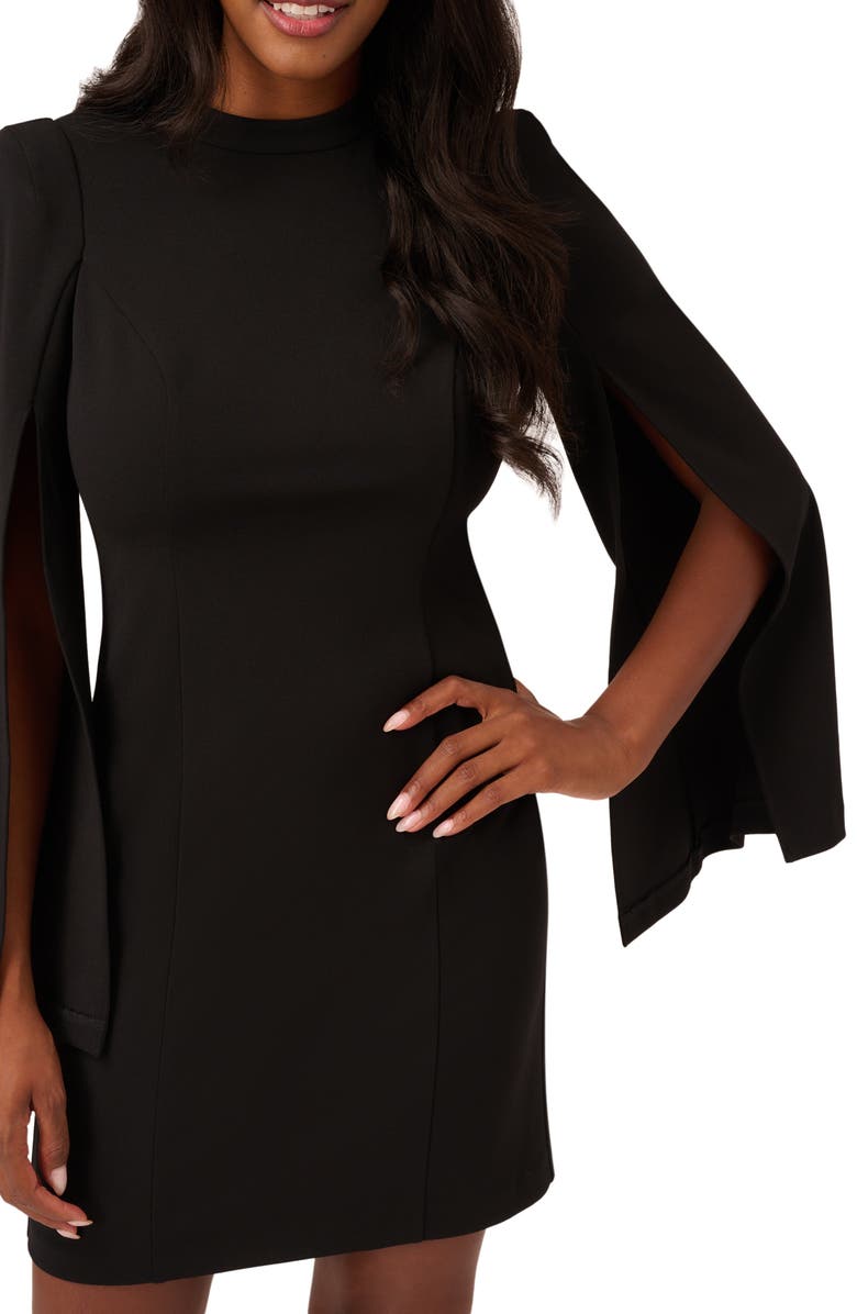 Adrianna Papell Long Split Sleeve Scuba Crepe Dress, Alternate, color,
