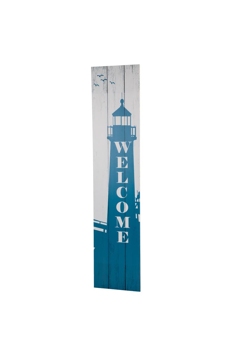 Northlight Weathered Lighthouse "Welcome" Porch Board Sign Decoration - 35.75", Alternate, color, Blue