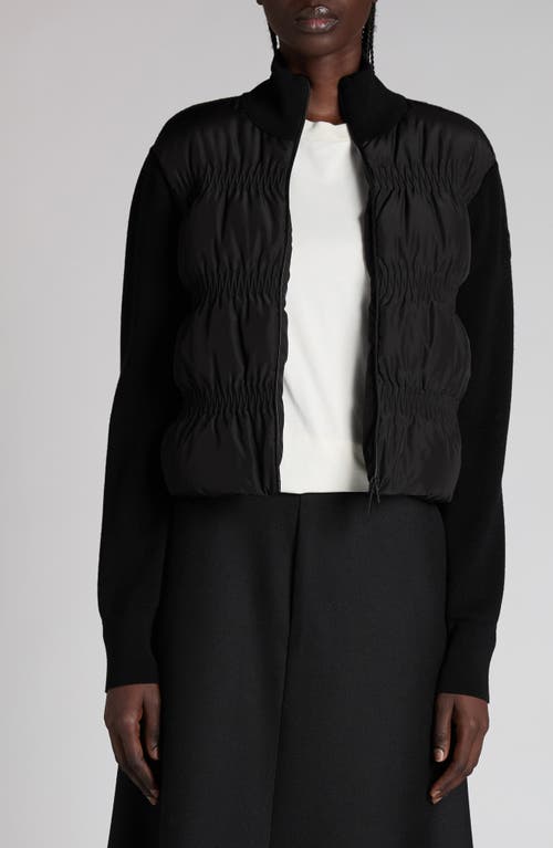 Moncler Mixed Media Down Jacket In Black