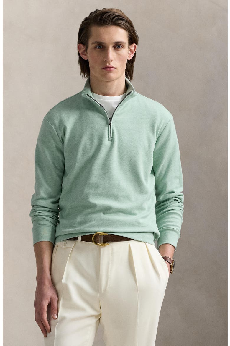 Textured Double Knit Quarter Zip Pullover, Alternate, color, SCOTCH PINE HEATHER/ BLACKBOOT