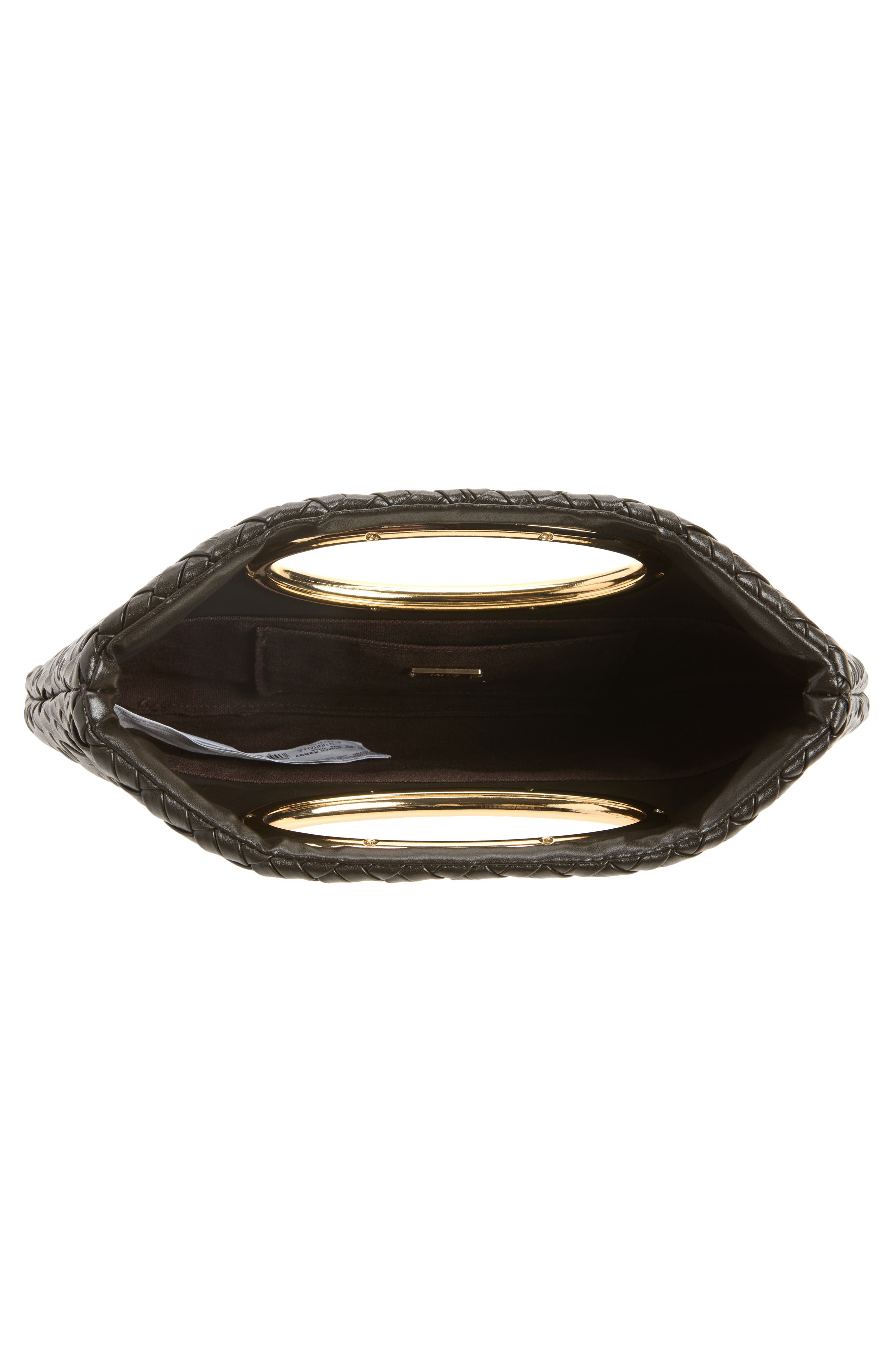 Woven Faux Leather Frame Clutch, Alternate, color, CHOCOLATE