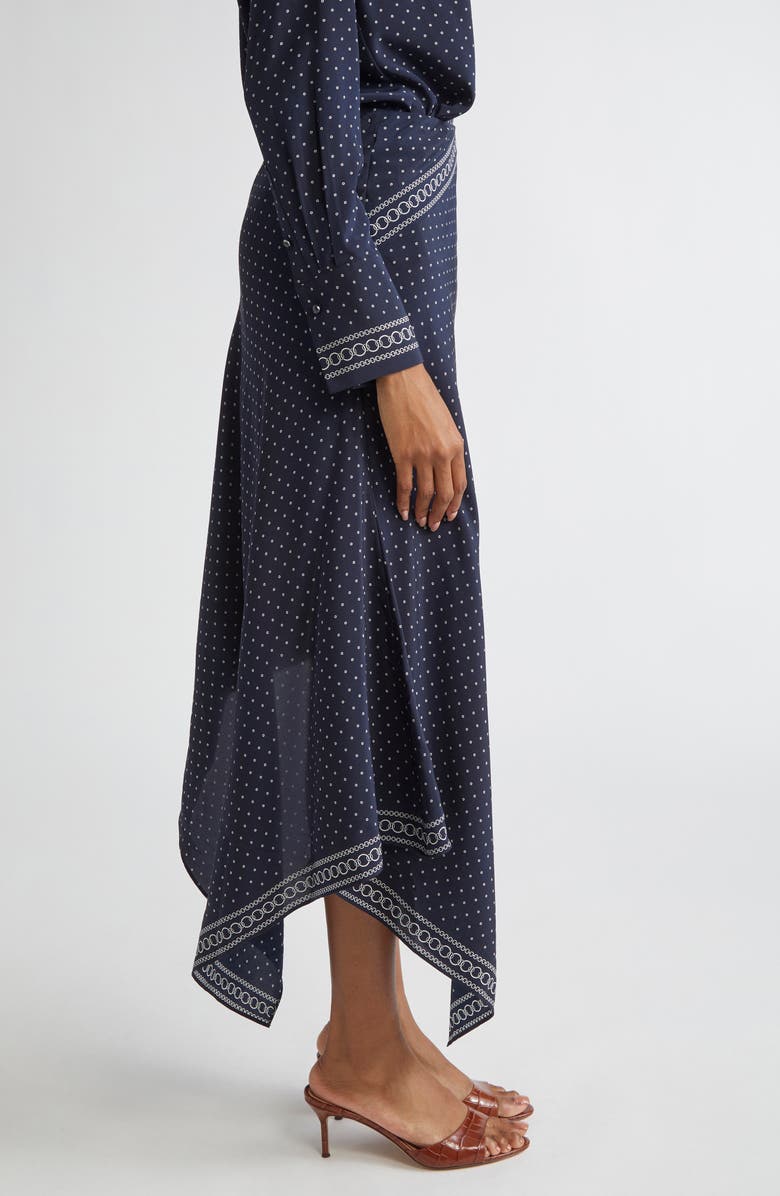 Veronica Beard Hartley Mixed Print Asymmetric Stretch Silk Skirt, Alternate, color, Navy Multi