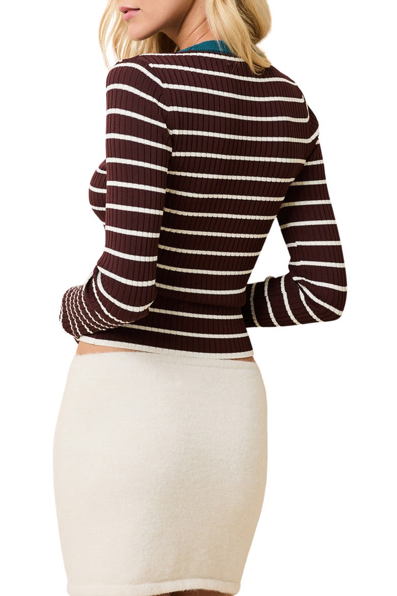 Dora Rib Crop Top, Alternate, color, RAISIN BROWN