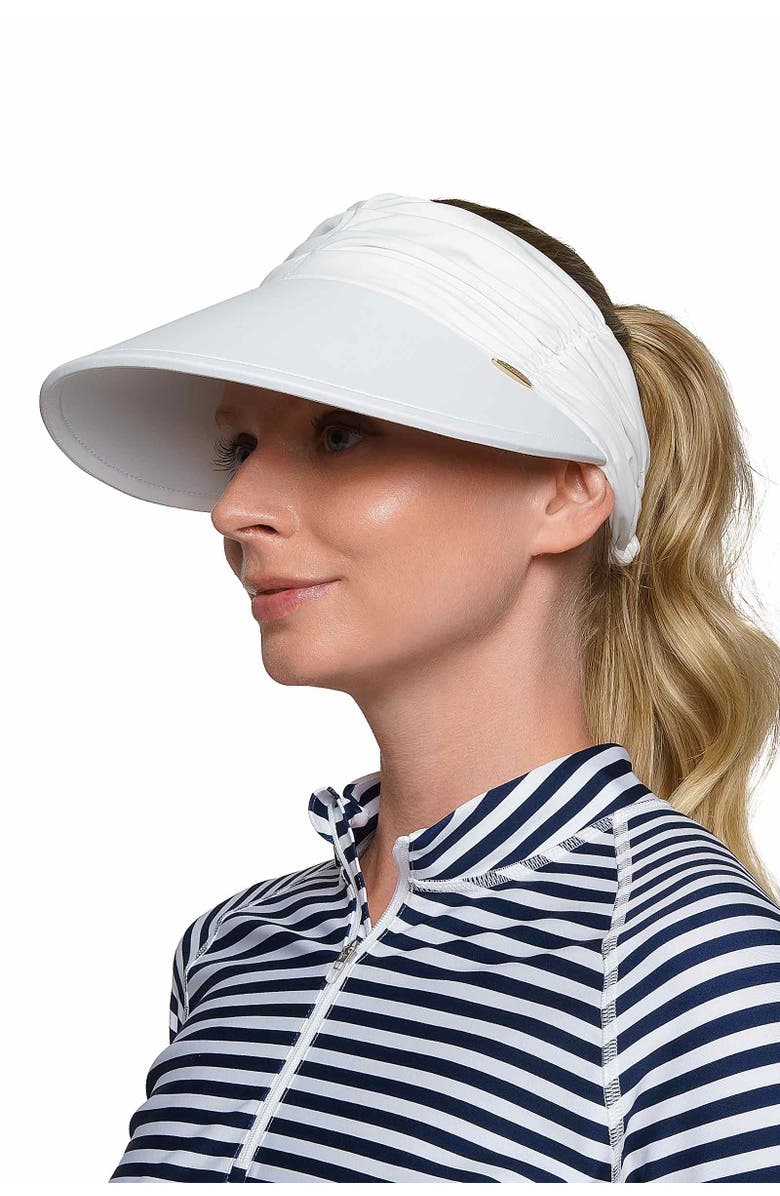 Coolibar Women's Exuma Swim Visor, UPF 50+ Sun Protection, Main, color, White