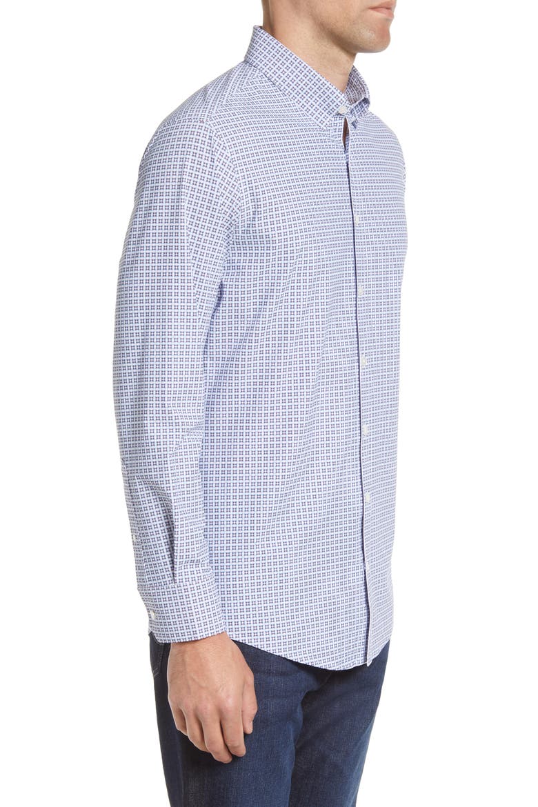 Monaco Neat Performance Button-Up Shirt, Alternate, color, BLUE RED GEO PINT