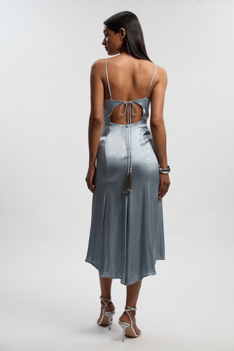 Satin Strappy Midi Dress, Alternate, color, Light Blue