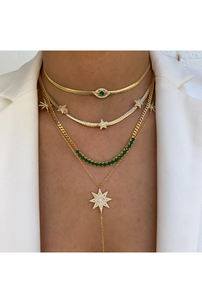 herringbone snake chain eye choker, Alternate, color, green