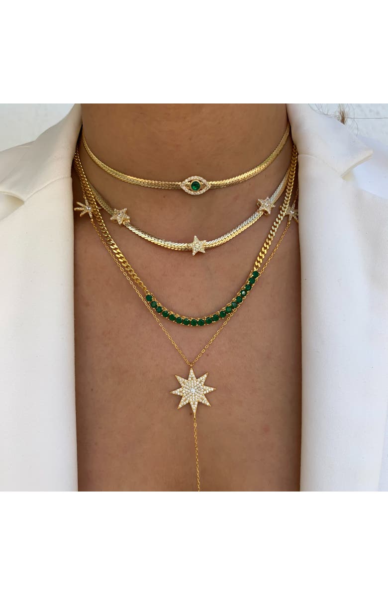 Gemma Azzurro herringbone snake chain eye choker, Alternate, color, Green