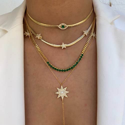 Gemma Azzurro Herringbone Snake Chain Eye Choker In Gold