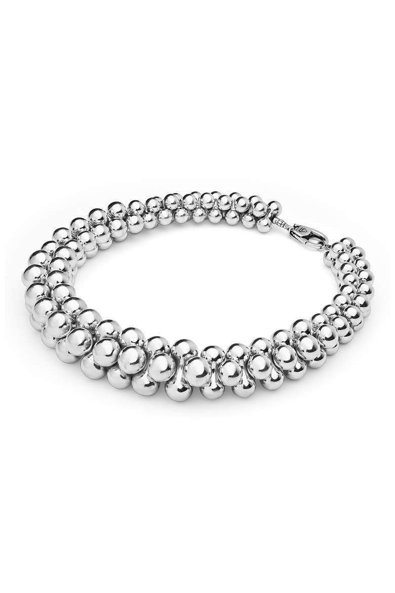Caviar Bubbly Beaded Collar Necklace, Alternate, color, STERLING SILVER