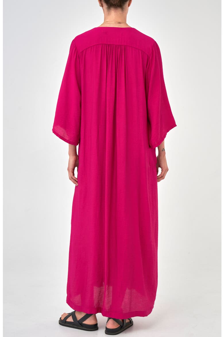 Cupro Rouched Front Caftan, Alternate, color, Fuchsia