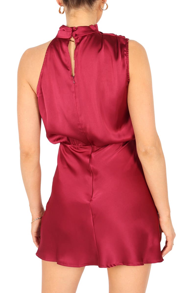 Petal & Pup Annabelle Asymmetric Halter Neck Satin Minidress, Alternate, color, 