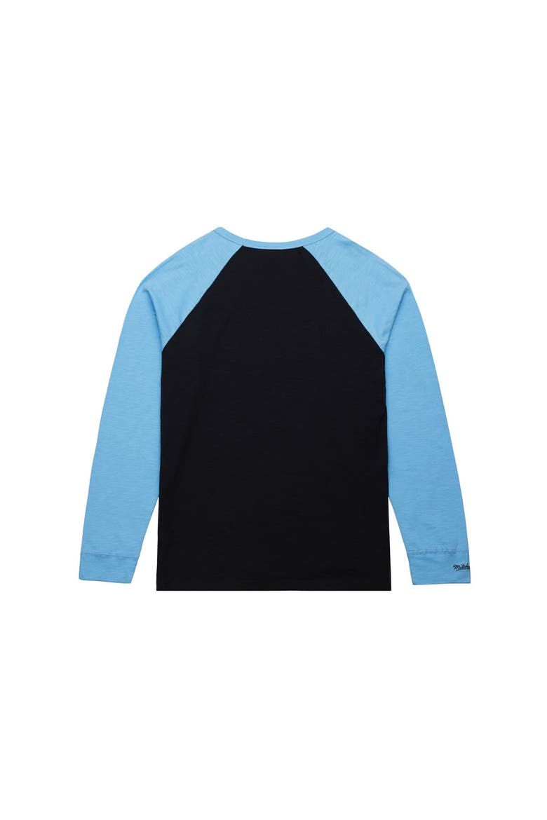 Men's Mitchell & Ness Black/Light Blue Utah Mammoth Legendary Slub Long Sleeve Raglan T-Shirt, Alternate, color, Black