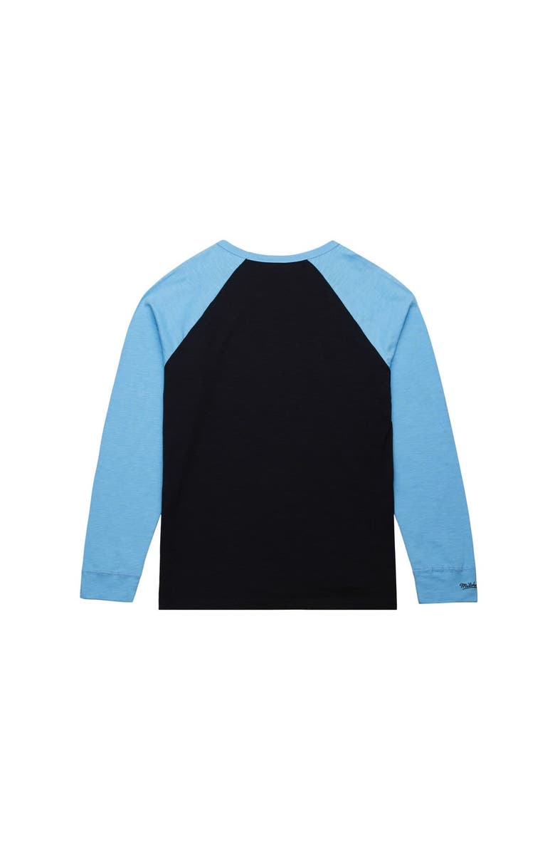 Mitchell & Ness Men's Mitchell & Ness Black/Light Blue Utah Mammoth Legendary Slub Long Sleeve Raglan T-Shirt, Alternate, color, Black