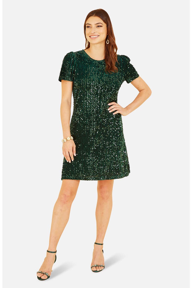 Sequin Tunic Mini Dress, Main, color, Green