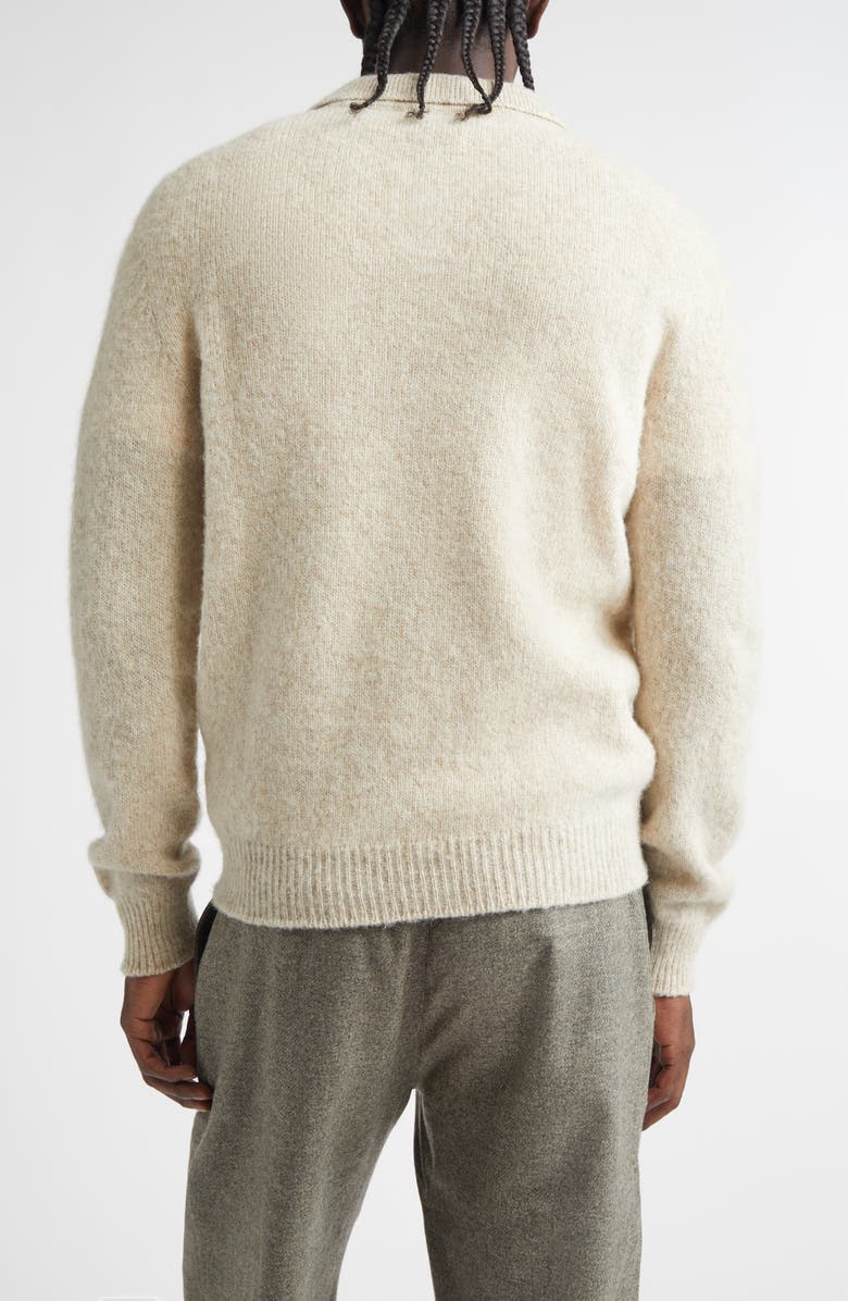 De Bonne Facture Long Sleeve Wool Polo Sweater, Alternate, color, Biscuit
