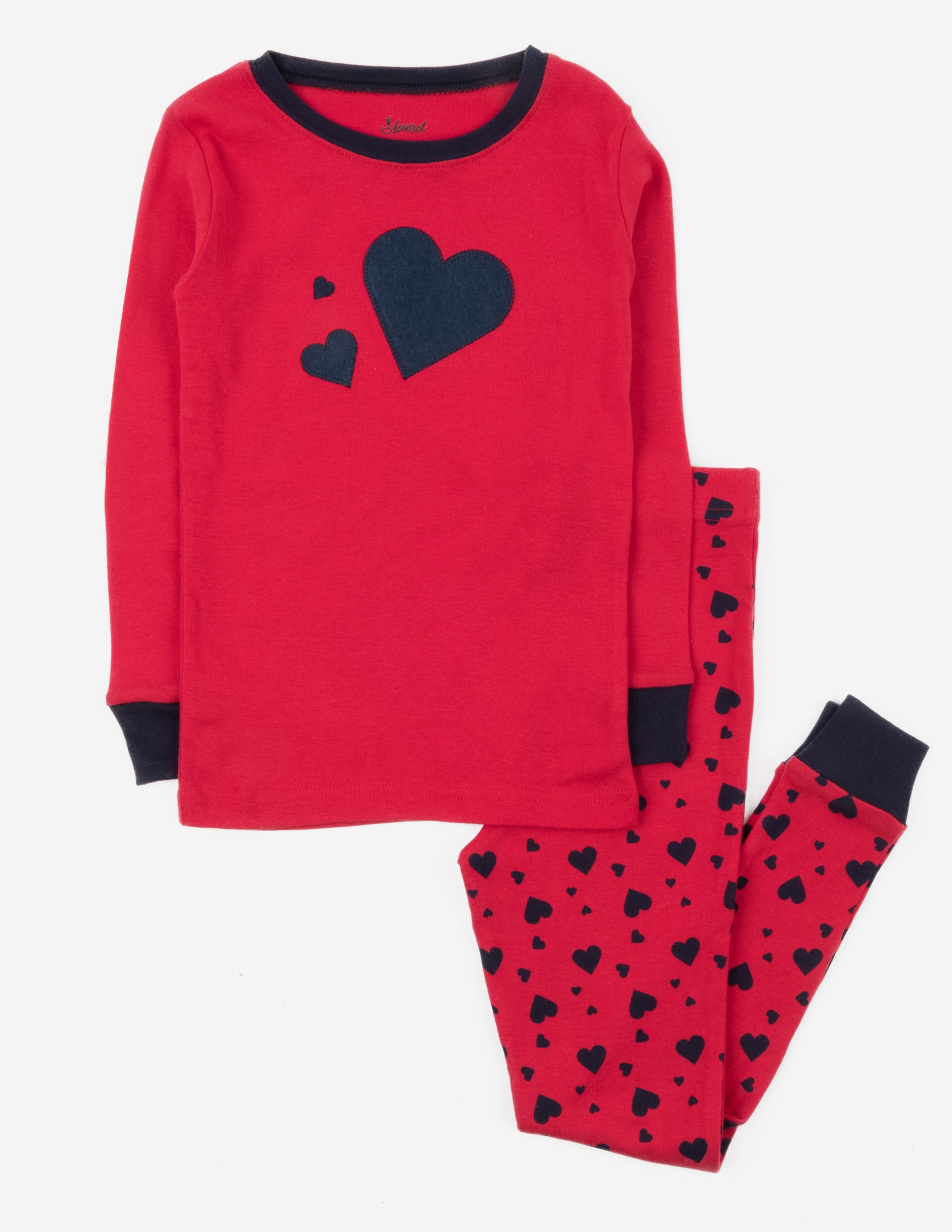 Leveret Kids'  Two-piece Cotton Printed Matching Family Pajamas, Playful Graphics In Red