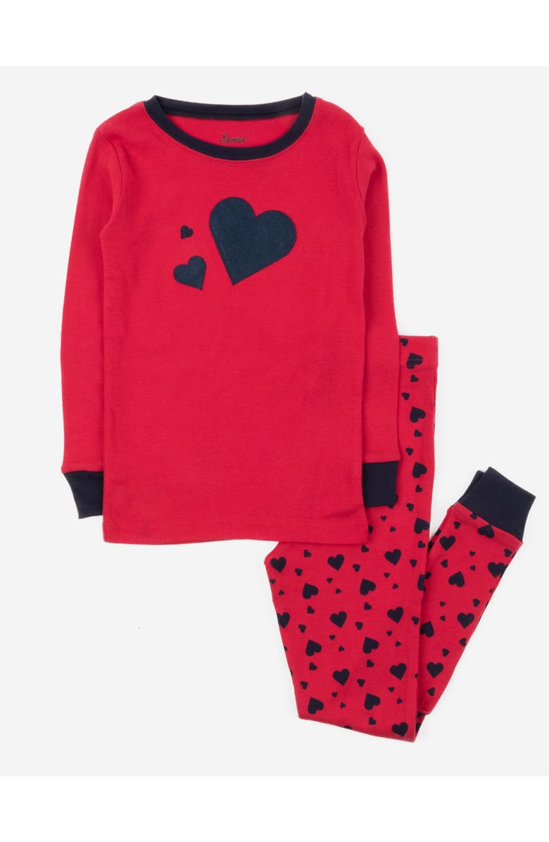 Leveret Two-Piece Cotton Printed Matching Family Pajamas, Playful Graphics, Main, color, Navy Hearts