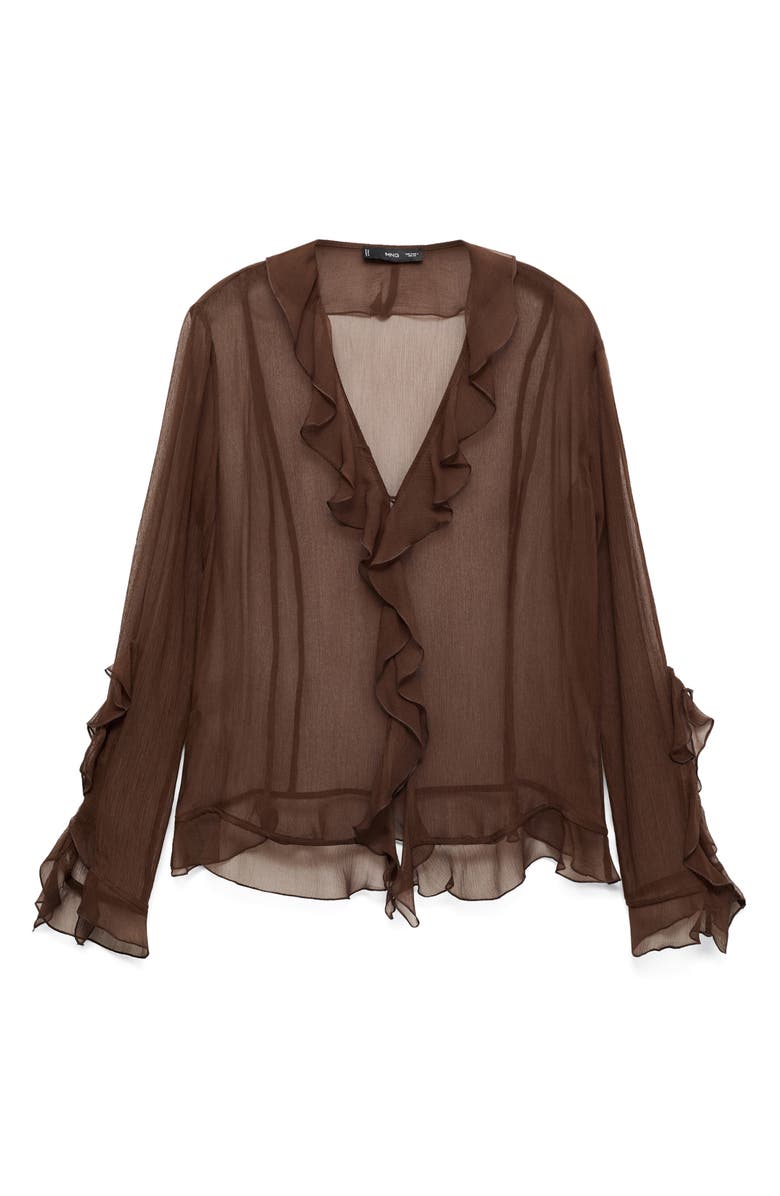 MANGO Sheer Ruffle Top, Alternate, color, 