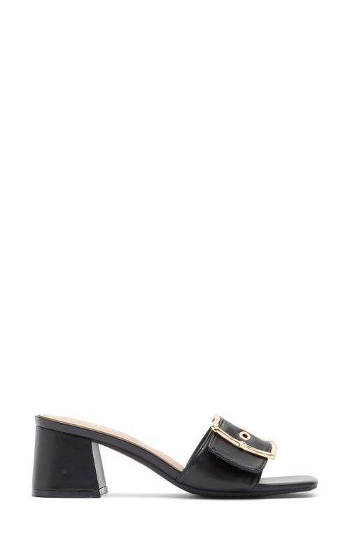 Top Guy Shoes Block Heel Slide Sandal In Black Pu