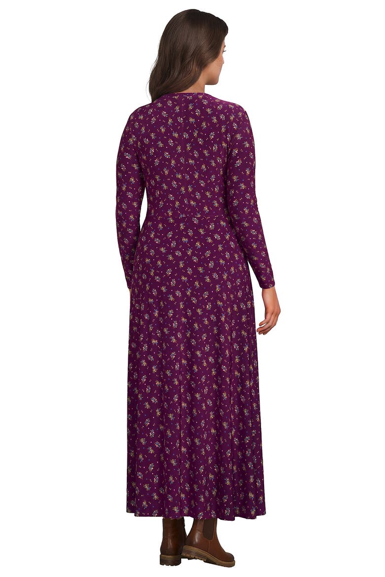Silky Knit Ruched Maxi Dress, Alternate, color, Vivid Plum/Pear Floral