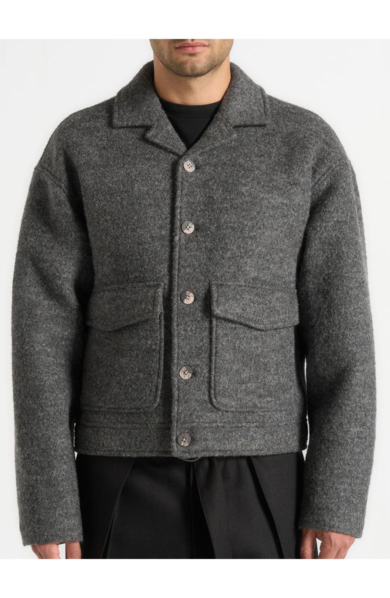 Manière De Voir Aurel Wool Jacket With Revere Collar, Alternate, color, Grey