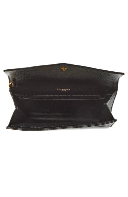 Saint Laurent Monogram Matelassé Leather Clutch In Nero/nero/nero