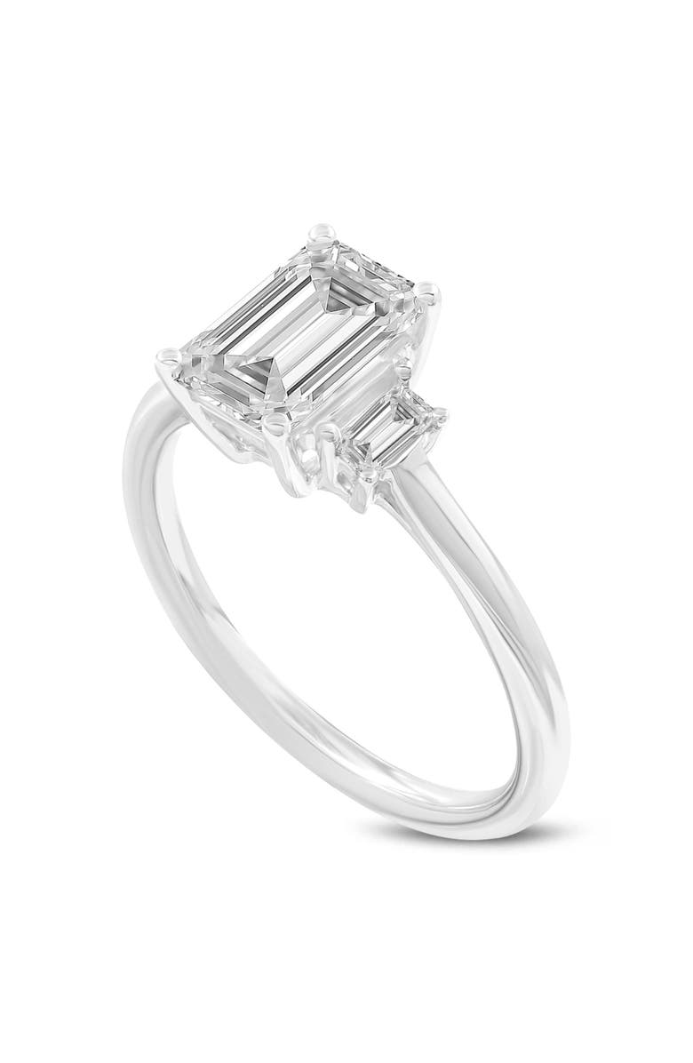 LuvMyJewelry Seraphine 14K White Gold Emerald Cut Lab Grown Diamond 3 Stone Engagement Ring - 1.75 ctw, Main, color, 14K White Gold