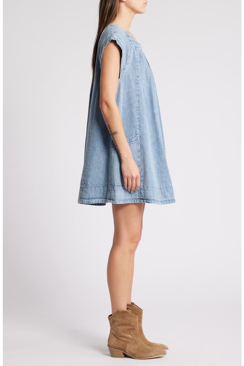 Marcel Pleated Denim Minidress, Alternate, color, LAKESIDE