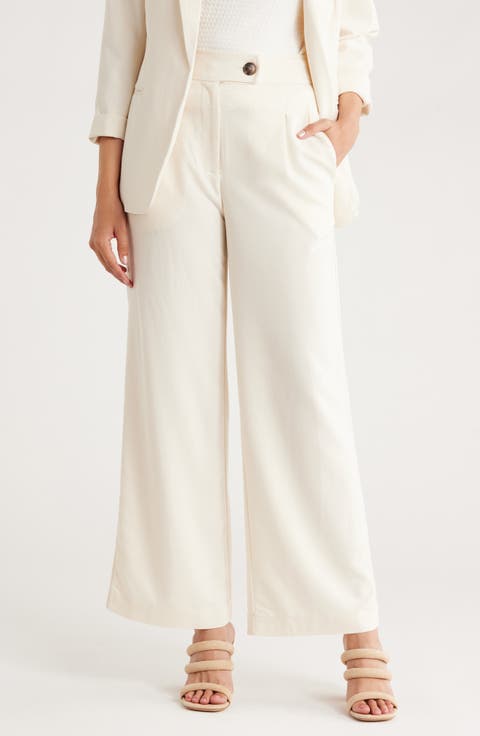 Pleated Front Wide Leg Pants