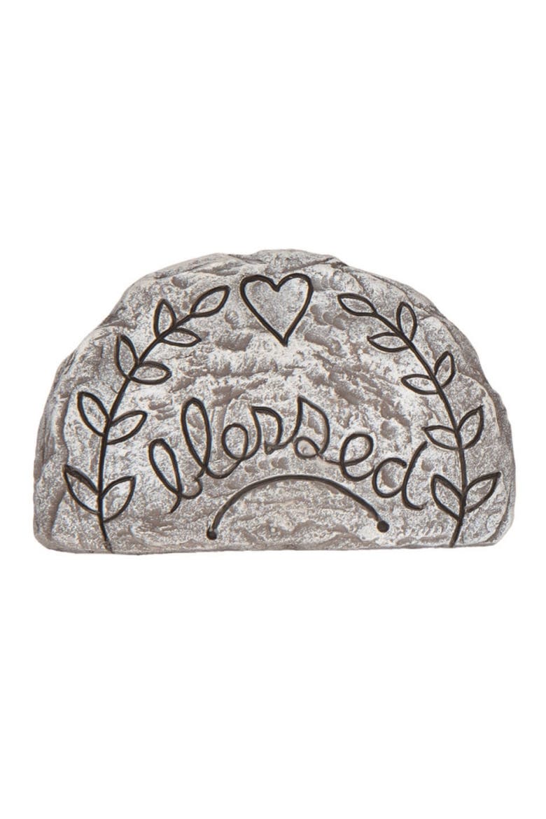 7.75 Inch Gray Spring Blessed Garden Marker Stone Decorative Object for Spring Garden Decor, Main, color, Gray