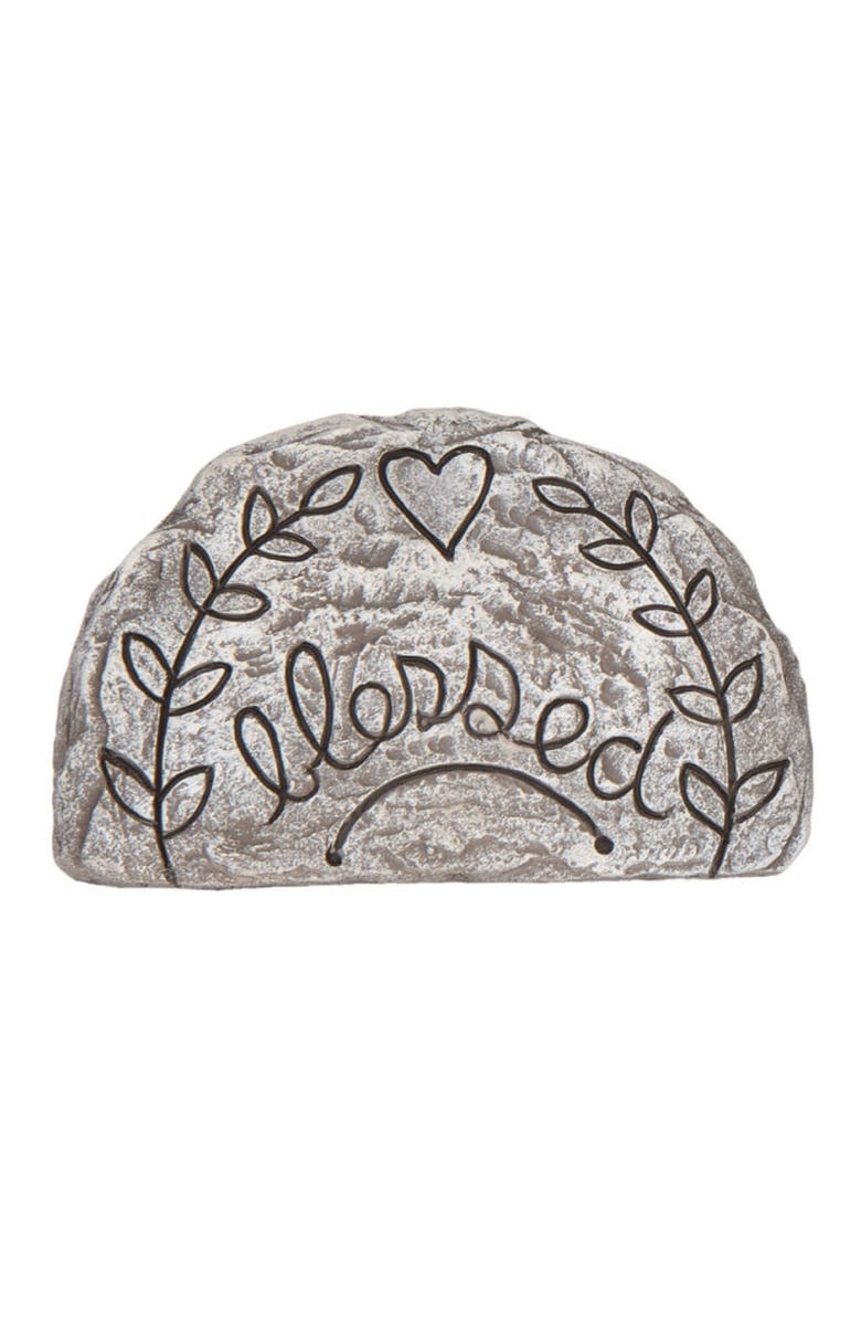 Transpac 7.75 Inch Gray Spring Blessed Garden Marker Stone Decorative Object for Spring Garden Decor, Main, color, Gray