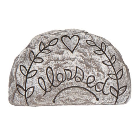 7.75 Inch Gray Spring Blessed Garden Marker Stone Decorative Object for Spring Garden Decor