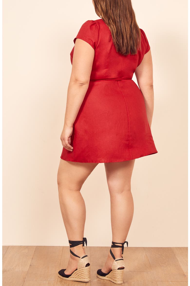 Rodin Linen Wrap Dress, Alternate, color, CHERRY