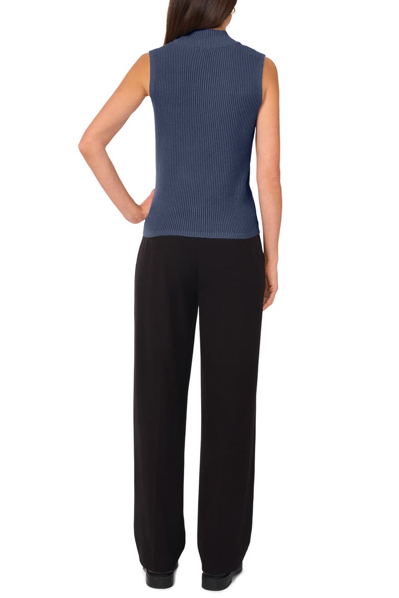 Sleeveless Mock Neck Rib Sweater, Alternate, color, NAVY HEATHER