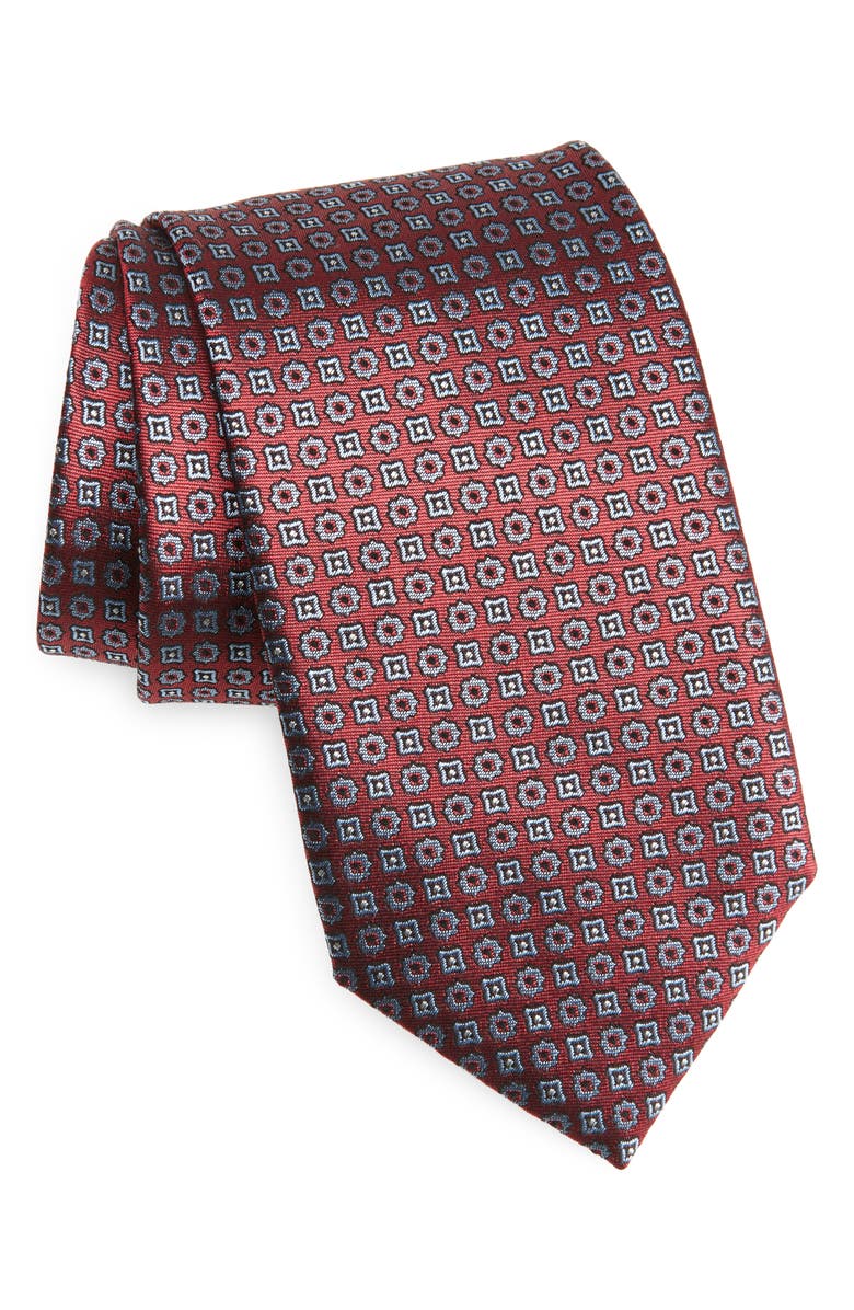 Canali Neat Medallion Silk Tie, Main, color, 