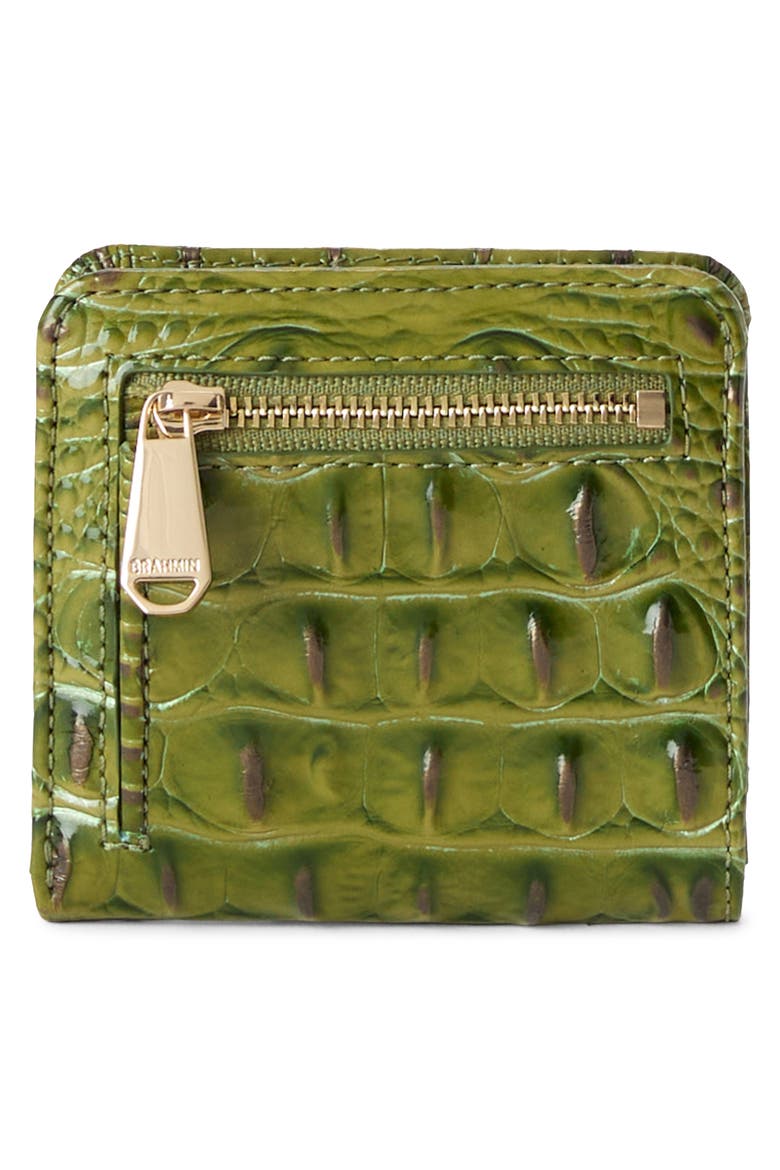 Jane Croc Embossed Leather Bifold Wallet, Alternate, color, OLIVE