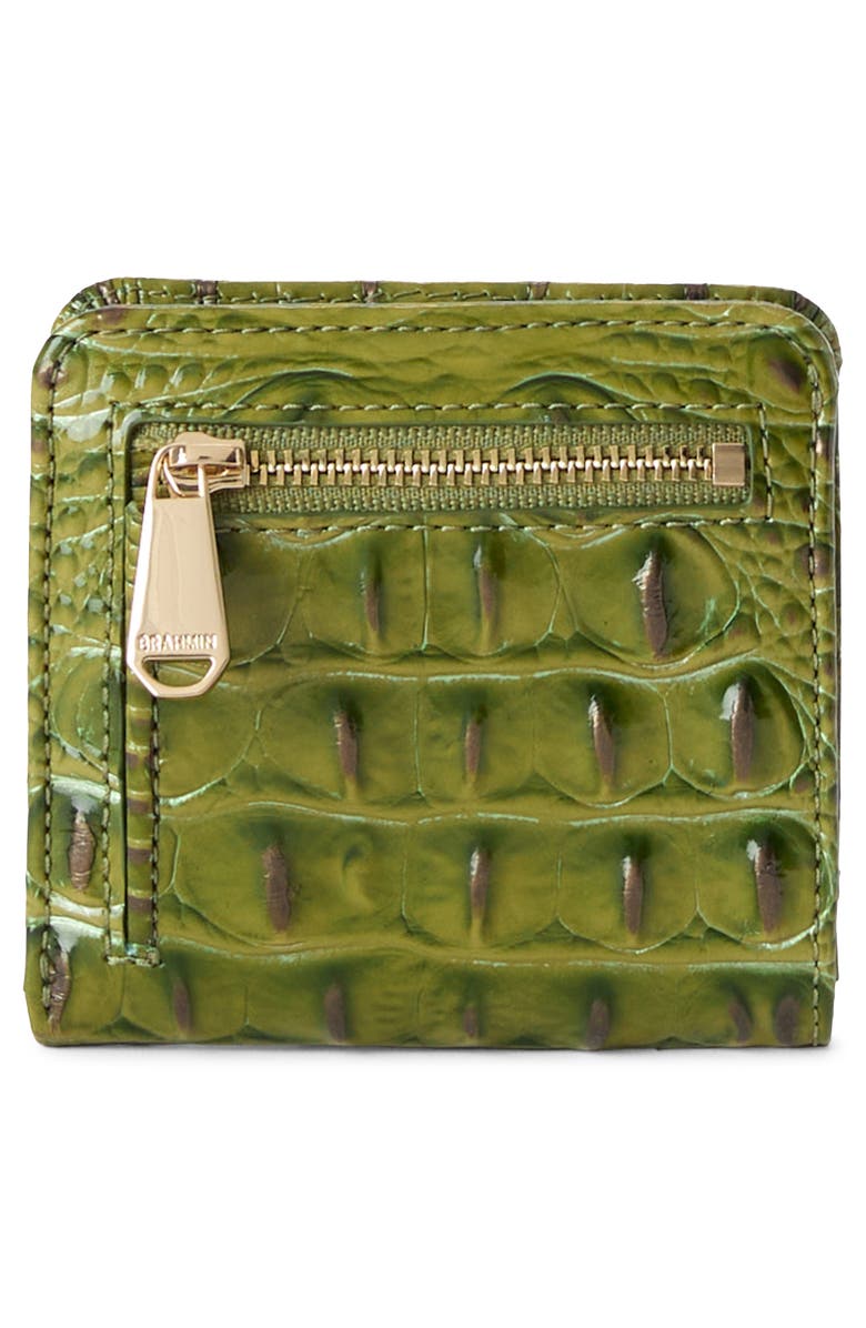 Brahmin Jane Croc Embossed Leather Bifold Wallet, Alternate, color, Olive